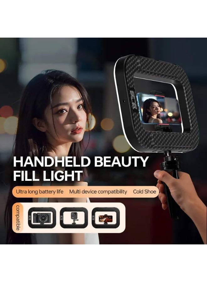 BlueFire YM200 Professional LED Camera Ring Light Video Rig – 20W Rechargeable Portable Fill Light with 8000mAh Battery, 2500K–8500K Adjustable Color Temperature, CRI 96+, Touch Control, Built-in Phone Holder for Vlogging, Live Streaming, Photography, Makeup & Video Recording - Image 2